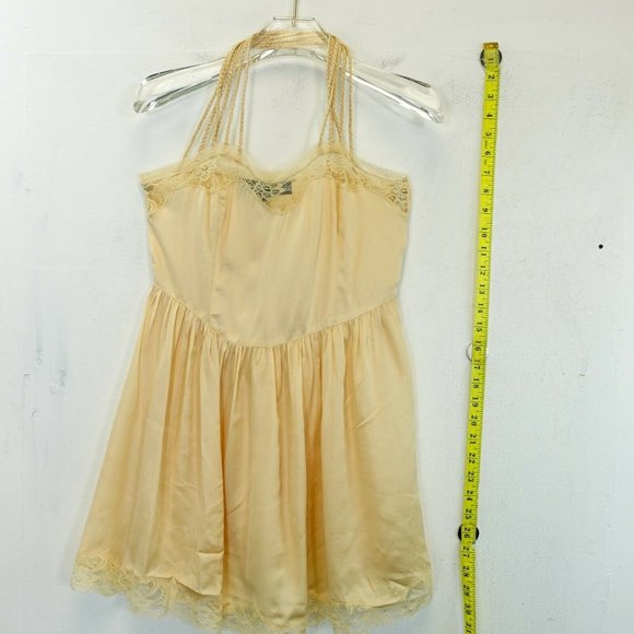 TOPSHOP Womens Ivory Cami Blouse 2P XSP Halter Floral Lace Sheer Braided Pleated - Picture 8 of 12